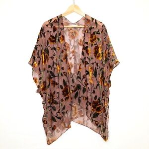 Neiman Marcus, brown floral, sheer BoHo kimono